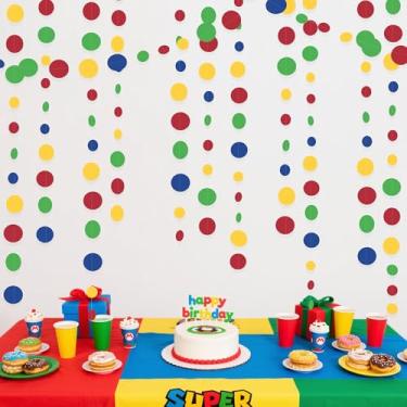 Imagem de pinkblume Decorações Para Festa Do Super Mario Círculo Dot Garland Vermelho Azul Amarelo Verde Papel Pendurado Serpentina De Bolinhas Para Aniversário Chá De Bebê Casamento Chá De Panela Carnaval Cir