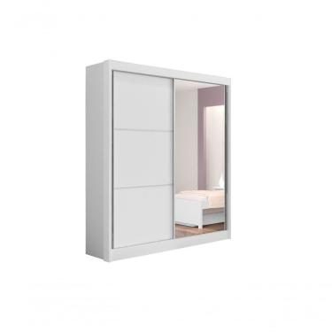 Imagem de Guarda Roupa Casal Athenas 2 Portas 3 Gavetas Com Espelho Sem Pés - D' Doro Branco
