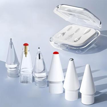 Imagem de Dicas de substituição para Apple Pencil Pro/2ª geração/1ª geração/USB C, pontas de caneta Apple Pencil Flocagem atualizadas com capa, pacote com 6, pontas de caneta para iPad silenciosas e precisas