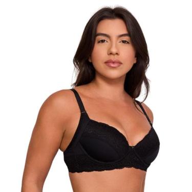 Imagem de Sutiã Com Bojo Base Redutora Com Renda Nayane Rodrigues, GG, Preto