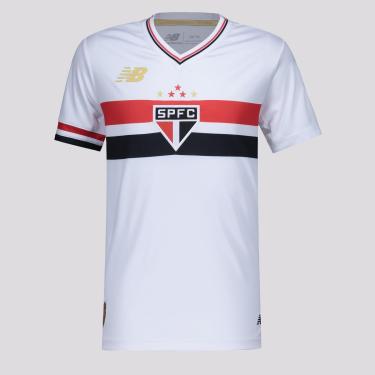 Imagem de Camisa Juvenil Nb Torcedor Home Spfc 2025 C/P, Juvenil, Branco/Vermelho/Preto, 14