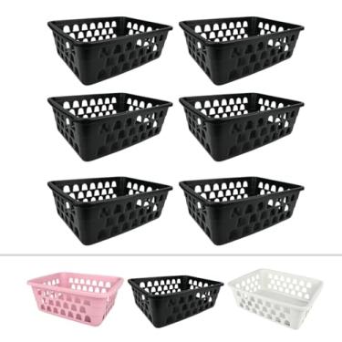 Imagem de Cesto Organizador Kit 6 Pc Para Lavanderia, Cozinha, Quarto, Banheiro, Sala, Escritório, Resistente (Preto)