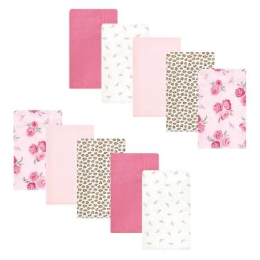 Imagem de Luvable Friends Hudson Baby Flanela Burp Cloths Conjunto com 10 unidades, Rosy Bloom, 12.5x15 inches