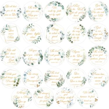 Imagem de 600 adesivos de versículo da Bíblia, 24 estilos adesivos de escrituras de eucalipto, decalques inspiradores religiosos cristãos para cartões de convite de casamento, artesanato, selos de envelope e