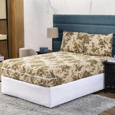 Imagem de Capa de Colchão Solteiro 25cm + Fronha Protetor com Zíper Malha Estamp