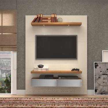 Imagem de Painel para TV Até 60 Polegadas 02 Gavetas Espelhadas com LED Off White Freijó Dalla Costa