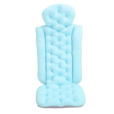 Imagem de Travesseiro de banho de corpo inteiro Ergonomic removível macio almofada almofada almofada com copo de sucção para o suporte de ombro do pescoço de piscina spa de relaxamento de (Azul)
