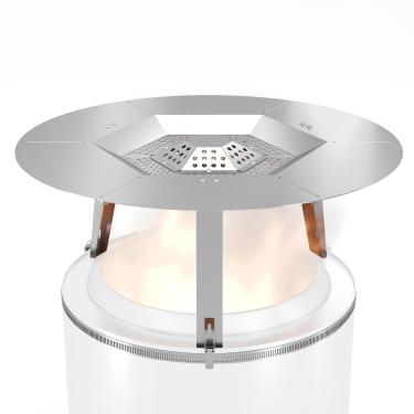 Imagem de Toriexon Defletor de calor atualizado para fogão solo Bonfire 49,5 cm, difusor de calor de aço inoxidável 304 com pernas destacáveis e aro fixador, captura e redireciona o calor, acessório de