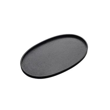 Imagem de Bandejas de servir, bandeja oval de laca preta, para casa, sala de estar, bandeja de chá, bandeja de jantar, bandeja de suco, pastelaria, bandeja de armazenamento de piquenique, bandeja decorativa