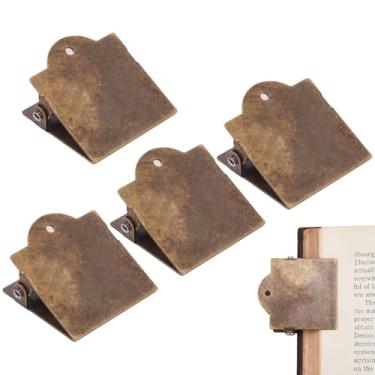 Imagem de CRASPIRE 4 peças vintage clipe de livro de metal em branco bronze antigo viajantes TN clipes de caderno pequenos grampos de fichário suporte de página para organizador de arquivos de documentos