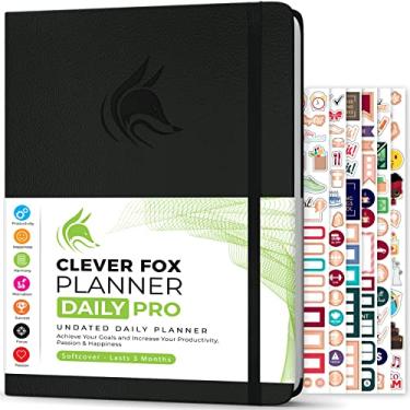 Imagem de Clever Fox Planner Daily Pro – 21,5 x 28 cm Tamanho A4 Planejador de vida diária e diário de gratidão para aumentar a produtividade, gerenciamento de tempo e atingir seus objetivos - sem data - dura 3
