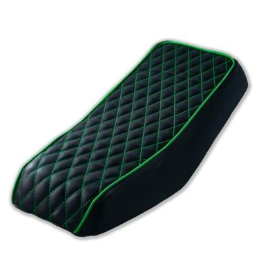 Imagem de JMCHstore Capa de assento de mini bicicleta retrô com ponto de diamante verde para Monster Mega Moto MMB80 80cc MMB105 105cc, para Coleman Realtree RB100 RT100 Mini peças de reposição de almofada de