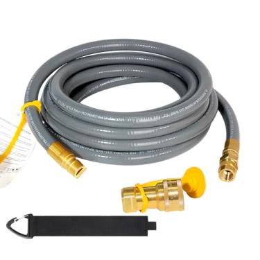 Imagem de DQSDC 15Ft 1/2" Gás Natural/Mangueira Com Engates Rápidos, Kit De Retrofit De Gás Natural/Vapor Para Churrasqueiras, Grelhas, Fornos De Pizza, Aquecimento De Deck E Aparelhos De Baixa Pressão