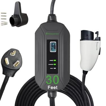 Imagem de PRIMECOM Carregador EV Nível 2 220/240V, 16A, 9,1 m e 15,2 m, Cabo de carregamento de veículo elétrico EVSE portátil compatível com Bolt Volt Leaf BMW i3 Fiat 500e Clarity NIRO Prius (10-30P, 30 pés)