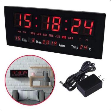 Imagem de Relógio LED Digital Premium Calendário Termômetro Parede Grande - FAZA