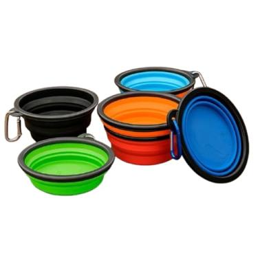 Imagem de Tigela Pote Comedouro para Cães Cachorro Gatos Gato Pet Pets para Água e Comida 350ml Retrátil - Azul/Verde Sortido