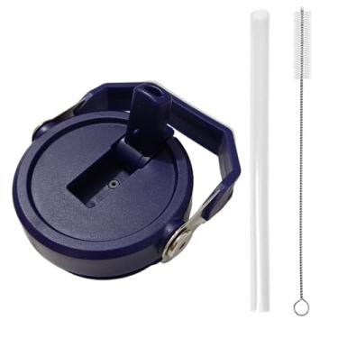 Imagem de Tampa de copo de substituição para Stanley IceFlow 590 ml, 850 g, tampa flip com canudo reutilizável, escova de limpeza (roxo escuro, 590 ml e 850 g)