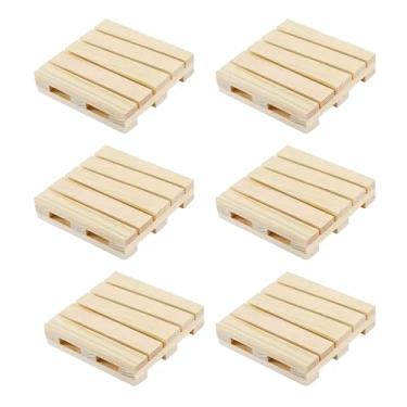 Imagem de Conjunto de 6 mini paletes de madeira inacabados, decoração industrial rústica para artesanato DIY, jardins de fadas e expositores de mesa (10 x 10 x 1,5 cm)