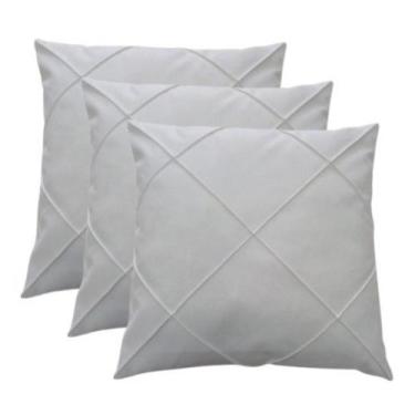 Imagem de Kit 3 Capa Almofada Suede Drapeada Macia Decorativa- 45x45 - Enxovais 