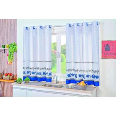 Imagem de Cortina Gourmet 2m X 1,4m Para Cozinha - Doravante Enxovais, Azul