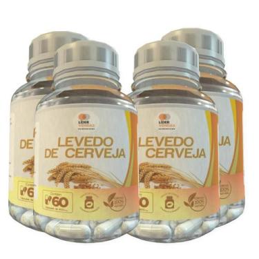 Imagem de Levedo De Cerveja - 60 Cáps 400Mg Kit Com 4 Potes - Lider Vendas