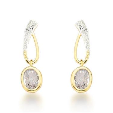 Imagem de Brinco Vazado com Pingente Oval Banhado a ouro 18k - Atraktiva Joias