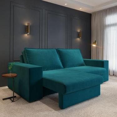 Imagem de Sofá Capri Retrátil 3 Lugares 2,00m em Suede - CIALAR MÓVEIS, PETRÓLEO