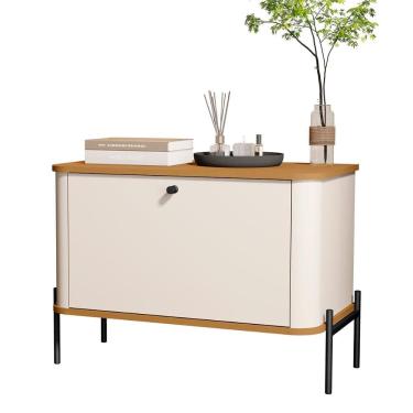 Imagem de Mesa de Cabeceira Quarto Tucupí Com 1 Porta e Pés de Metal