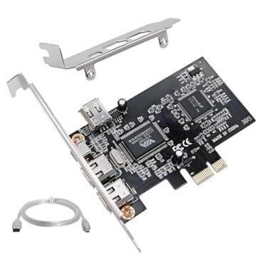 Imagem de ChenYang Placa de captura de 4 portas 1394A, 3 x 6 pinos e 1 x 4 pinos 1394A para adaptador de cartão de expansão PCI Express com suporte e cabo de 8 cm/12 cm
