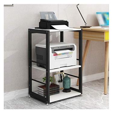 Imagem de Suporte de impressora para mesa, suporte de impressora móvel de 3 camadas, prateleira de máquina de fax ajustável, scanner de escritório, suporte de copiadora, prateleira de armazenamento de