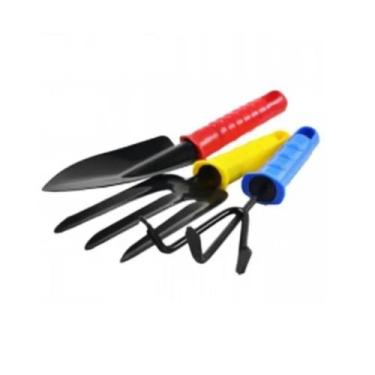 Imagem de Kit para Jardim 3 Peças Pazinha, Garfo e Rastelo Colorido - 123Útil