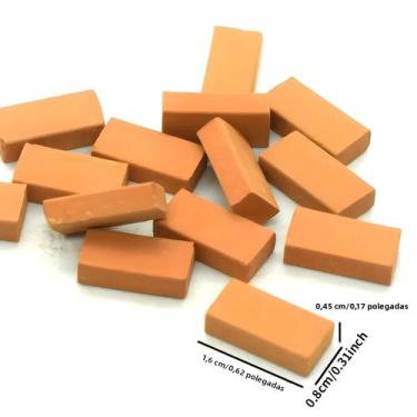 Imagem de Tijolos Miniatura Vermelhos E Cinzas 100pcs Escala 1:16 Para DIY Casas