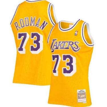 Imagem de Regata NBA Mitchell & Ness Authentic Dennis Rodman Los Angeles Lakers-Amarela-Adulta-Unissex-Masculino