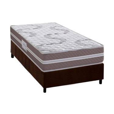 Imagem de Cama Box Solteiro: Colchão Espuma D33 Herval Long Live + Base CRC Suede Brown (88x188)