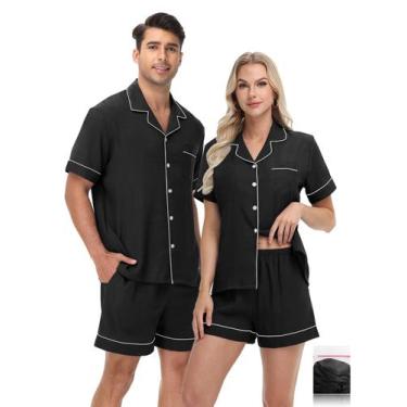 Imagem de Conjunto de pijamas YOPUGEE para pós-parto feminino com bolsos, preto,