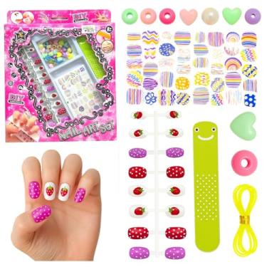 Imagem de Kit para unhas Nail Art Infantil com Miçangas e Adesivos