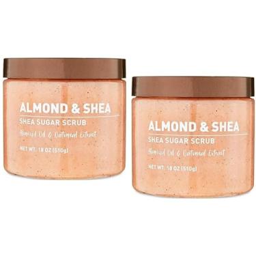 Imagem de Esfoliante de açúcar de karité, 510 g ea. recipiente, com esfoliante ultra hidratante e esfoliante para cuidados nutritivos essenciais do corpo + código QR Combo King (karité de amêndoa (2 unidades))