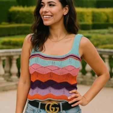 Imagem de Blusa Curta Cropped Feminino de Tricot com Decote Quadrado Verão - Vit