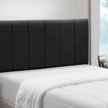 Imagem de Cabeceira de Cama Box Madeira Estofada Casal Camila - D'Julia, Preto