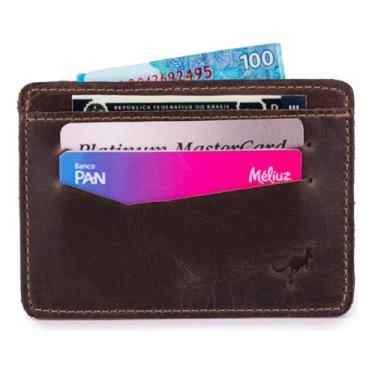 Imagem de Carteira Porta Cartão Rg/cnh/cédulas Slim Couro Legítimo(MARROM ESCURO)