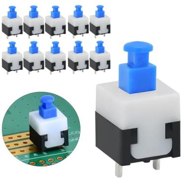 Imagem de Mini interruptor de freio momentâneo de 2 amperes 8 x 8 mm 0,3 cm 12 VCC alça 5,08 mm/0,2 pol SPST 2 pinos liga/desliga botão de energia auto-reinicialização, 25 peças para motocicleta e scooter