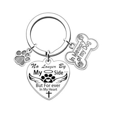 Imagem de Zguhsadl Chaveiro memorial para animais de estimação presentes em memória de cachorro para perda de cachorro No Longer by My Side Forever in My Heart Chaveiro Loss of Dog Gifts Paw Prints Charm