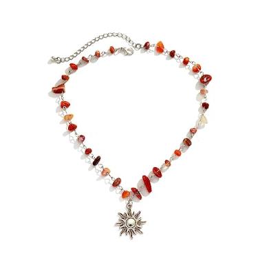 Imagem de Kysin Chiys Boho Sol Lua Gargantilha Colar Estrela Cura Natureza Cristal Colar Verão Cystal Colares para Mulheres Joias de Natal Presente para Mulheres, Zinco, Sem Pedra Preciosa