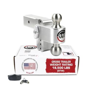 Imagem de Weigh Safe 180 Hitch LTB4-2.5 engate de 10,16 cm, receptor de 6,35 cm GTW - suporte de esfera de engate de reboque de alumínio ajustável e bola combo de aço inoxidável, trava com chave de dois pinos