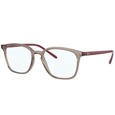 Imagem de Ray-Ban RX7185 Armação quadrada de óculos de grau, Lente transparente cinza/demonstração, 52 mm
