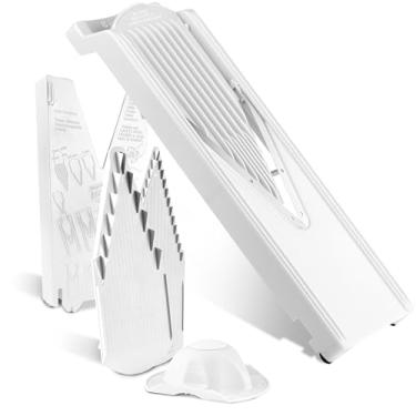 Imagem de Börner Reston Lloyd Mandoline Slicer V3 (conjunto iniciante) • Cortador em V com 4 opções de corte e suporte seguro para alimentos • Fatiador de cozinha ajustável para legumes e frutas • Cor: Branco