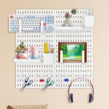 Imagem de KTZCTPCA Kit de combinação de Pegboard, organizador de 61 cm x 61 cm, organizador de quadros pendurados na parede, kit organizador de parede de pegboard, placa modular para casa, escritório, sala de