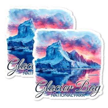 Imagem de Ímã Glacier Bay National Park Alaska 10 cm pacote com 2 glaciares fiordes – Ímãs de viagem decorativos de vinil forte para geladeira armário cozinha escritório – bonito divertido estético legal