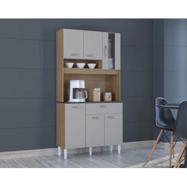 Imagem de Kit Armário Coral Para Cozinha Compacta  -6 Portas- Damasco/Off-White 