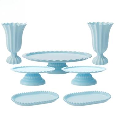 Imagem de Kit Completo de Festa com 1 Boleira, 2 Vasos, 2 Mini Boleiras e 2 bandejas de pérola(AZC - AZUL CANDY)
